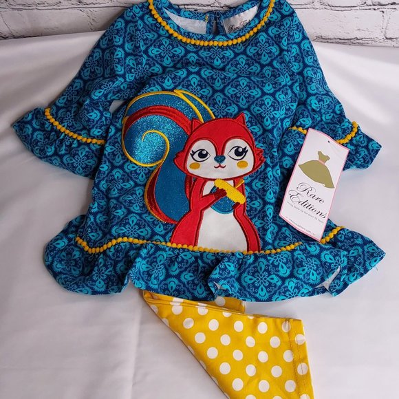 'RARE EDITIONS' TOP & PANTS SQUIRREL OUTFIT 2-PIECE SET - Picture 6 of 16